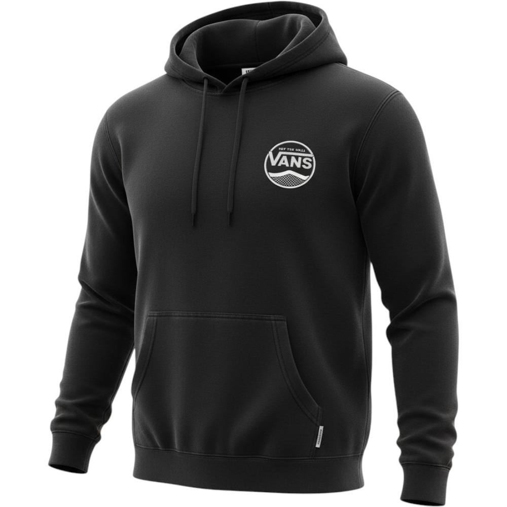 Classic Vans Hoodie Mens Small Black Graphic Off The Wall Checkerboard Pullover